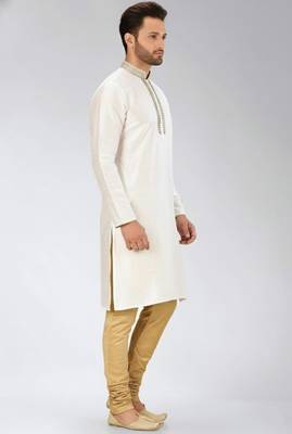 White dupion embroidery kurta-pajama 3