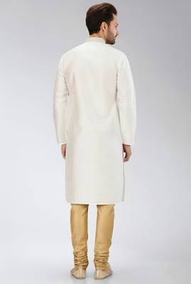White dupion embroidery kurta-pajama 3