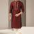 Maroon dupion embroidery kurta-pajama