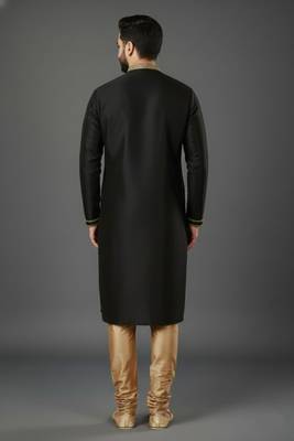 Black dupion embroidery kurta-pajama 2
