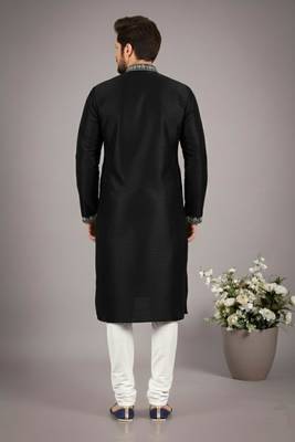 Black dupion embroidery kurta-pajama 2
