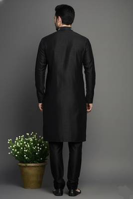 Black dupion embroidery kurta-pajama 2