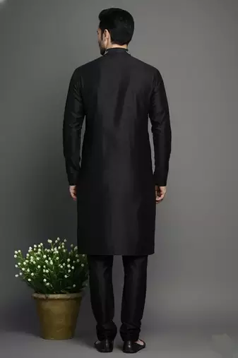 Black dupion embroidery kurta-pajama