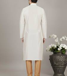 White dupion embroidery kurta-pajama