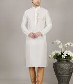 White dupion embroidery kurta-pajama