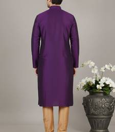 Purple dupion embroidery kurta-pajama