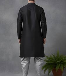Black dupion embroidery kurta-Dhoti