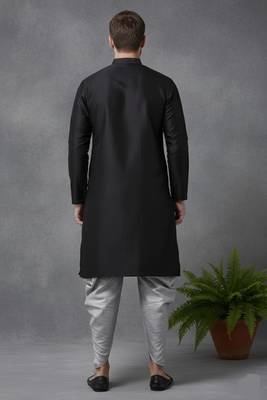 Black dupion embroidery kurta-Dhoti 2