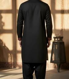 Black cotton embroidery kurta-Dhoti