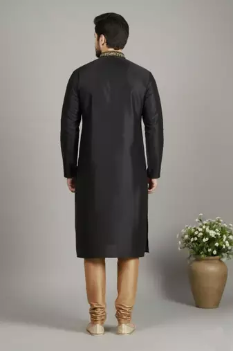 Black dupion embroidery kurta-pajama