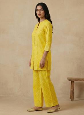 Bright yellow cotton co-ord set 3