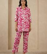 Women’s pink floral cotton co-ord set | stylish printed top & palazzo set for daily wear