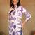 Women cream & purple floral leaf print rayon straight short kurti