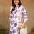 Women cream & purple floral leaf print rayon straight short kurti