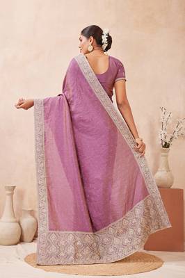 levender kesariya two tone silk blend embroidered saree 3