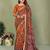 Orange Color Kalamkari Print Cotton Saree 