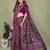 Plum Color Kalamkari Print Cotton Saree 