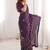 Purple fendy satin with beads embroidered work with stone border work saree with unstitched blouse