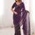 Purple fendy satin with beads embroidered work with stone border work saree with unstitched blouse