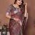 Brown Color Zari Weaving Linen Saree