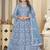 Sky blue net embroidered wedding wear anarkali suit