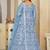 Sky blue net embroidered wedding wear anarkali suit
