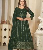 Green georgette embroidered wedding wear anarkali suit