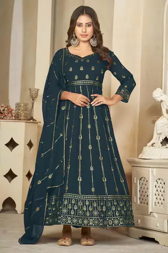 Rama georgette embroidered wedding wear anarkali suit