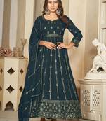 rama georgette embroidered wedding wear anarkali suit