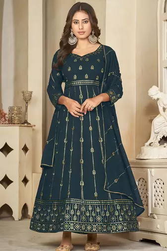 rama georgette embroidered wedding wear anarkali suit