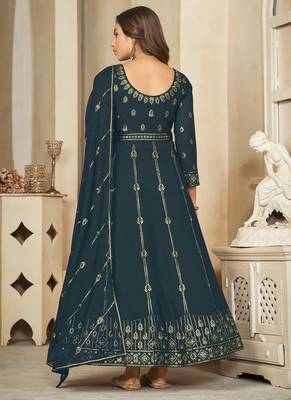 rama georgette embroidered wedding wear anarkali suit 3