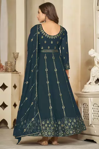rama georgette embroidered wedding wear anarkali suit