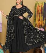 Black georgette embroidered wedding wear anarkali suit
