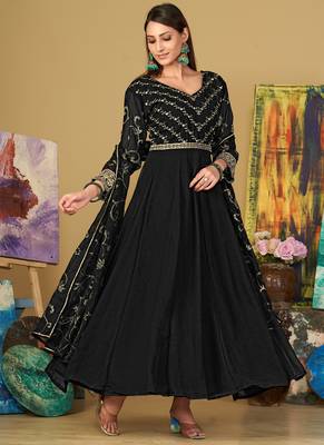 Black georgette embroidered wedding wear anarkali suit 2