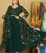 Green georgette embroidered wedding wear anarkali suit