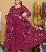 Pink georgette embroidered wedding wear anarkali suit