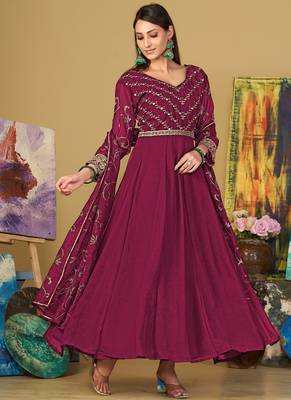 Pink georgette embroidered wedding wear anarkali suit 2