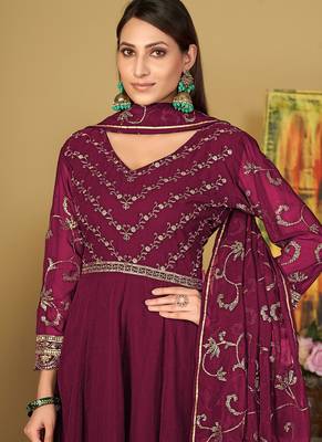 Pink georgette embroidered wedding wear anarkali suit 3
