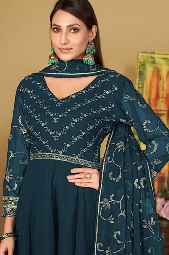 Rama georgette embroidered wedding wear anarkali suit