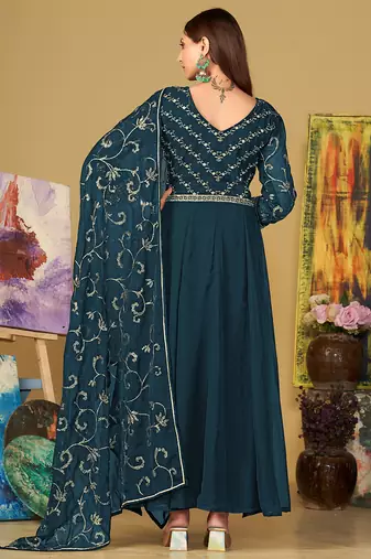 Rama georgette embroidered wedding wear anarkali suit