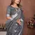 Grey Color Zari Weaving Linen Saree