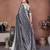 Grey Color Zari Weaving Linen Saree