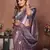 Lavender Color Zari Weaving Linen Saree