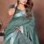 Dark Sea Green Color Zari Weaving Linen Saree