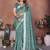Dark Sea Green Color Zari Weaving Linen Saree