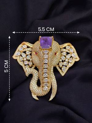 Unisex victorian polish elephant brooch with doublet moissanite polki 5