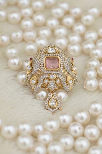 Unisex victorian moissanite polki brass pendant – victorina double golden plating