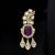 Unisex victorina moissanite polki brass drop pendant with purple doublets