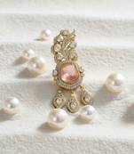 Unisex victorina moissanite polki brass pendant with peach gem doublets