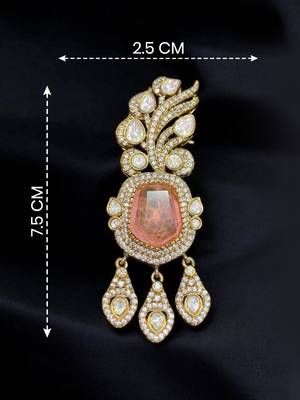 Unisex victorina moissanite polki brass pendant with peach gem doublets 4
